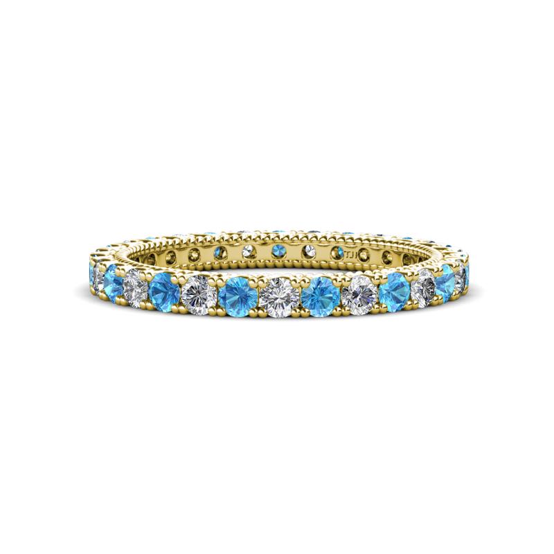 Ellen 2.40 mm Blue Topaz and Diamond Eternity Band 