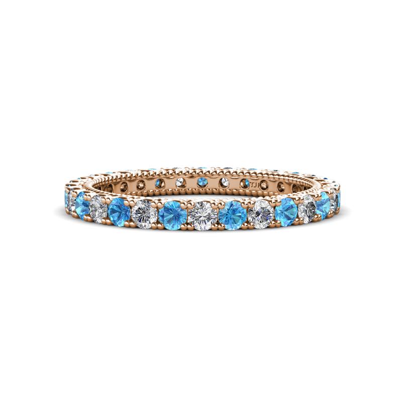 Ellen 2.40 mm Blue Topaz and Diamond Eternity Band 