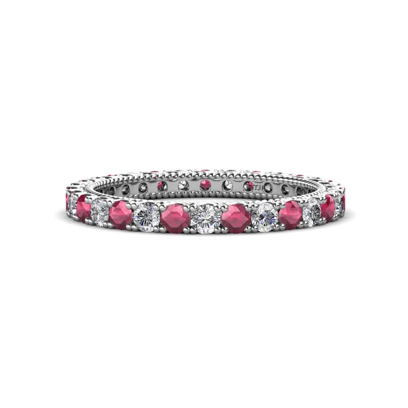 Ellen 2.40 mm Rhodolite Garnet and Diamond Eternity Band 