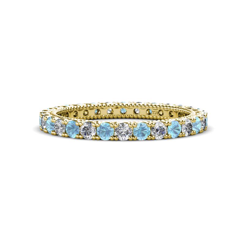 Ellen 2.40 mm Aquamarine and Diamond Eternity Band 