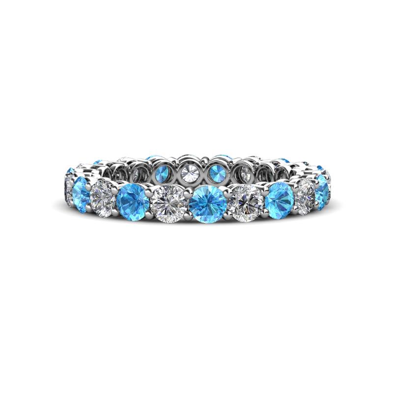 Tiffany 3.00 mm Blue Topaz and Diamond Eternity Band 