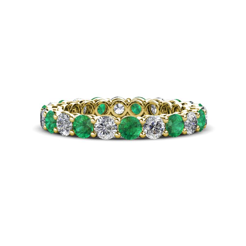 Tiffany 3.00 mm Emerald and Diamond Eternity Band 