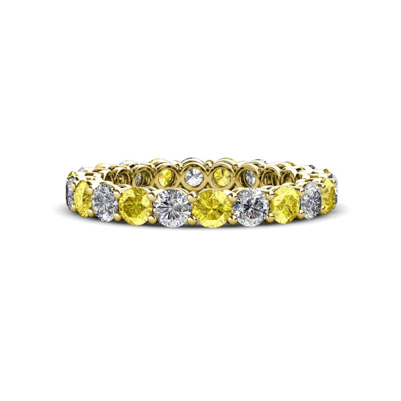 Tiffany 3.00 mm Round Yellow Sapphire and Diamond Eternity Band 