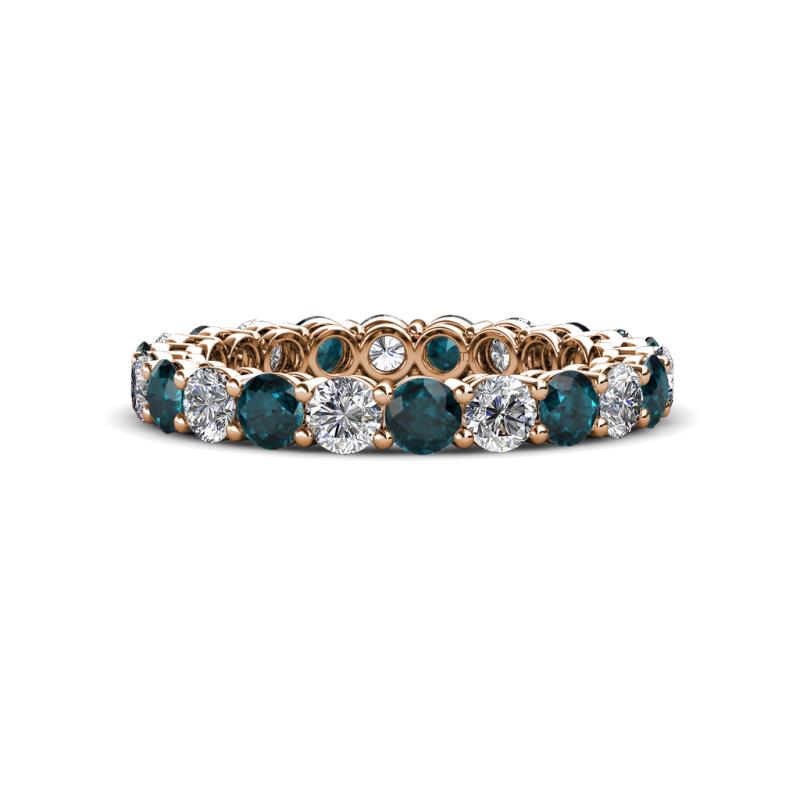 Tiffany 3.00 mm London Blue Topaz and Diamond Eternity Band 