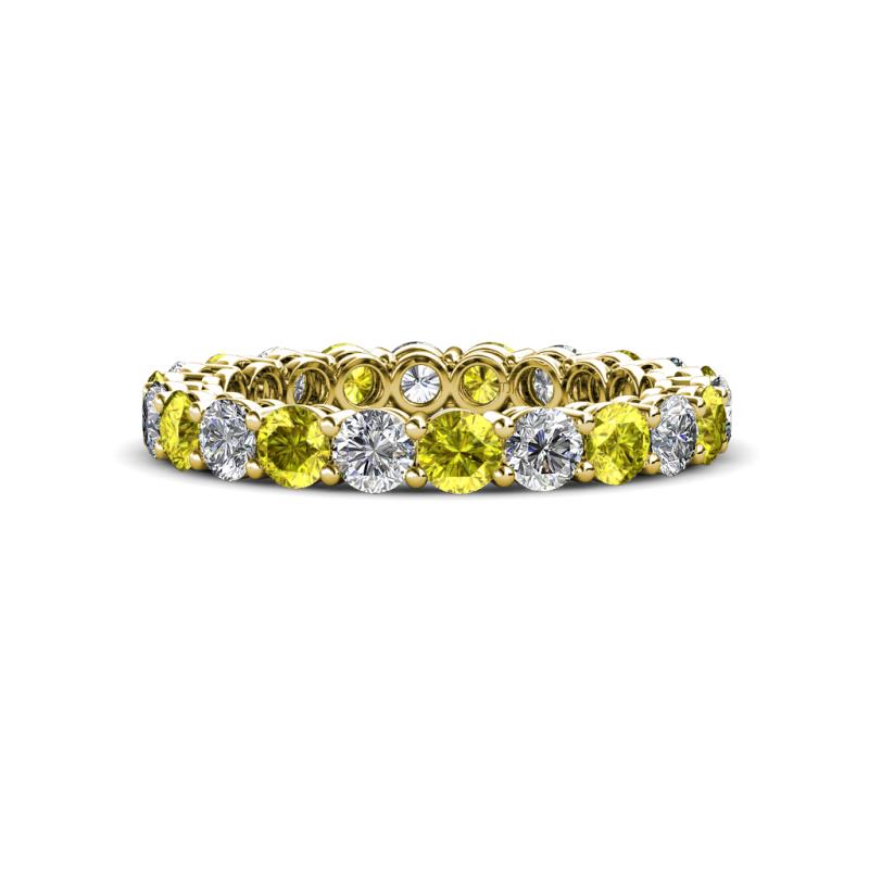 Tiffany 3.00 mm Round Yellow and White Diamond Eternity Band 