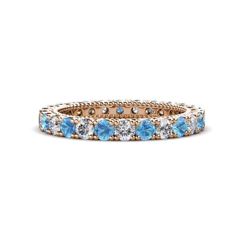 Ellen 2.70 mm Blue Topaz and Diamond Eternity Band 