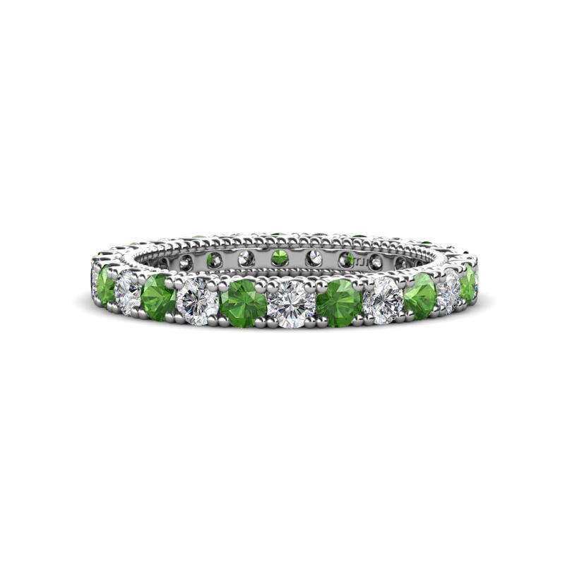 Ellen 2.70 mm Green Garnet and Diamond Eternity Band 