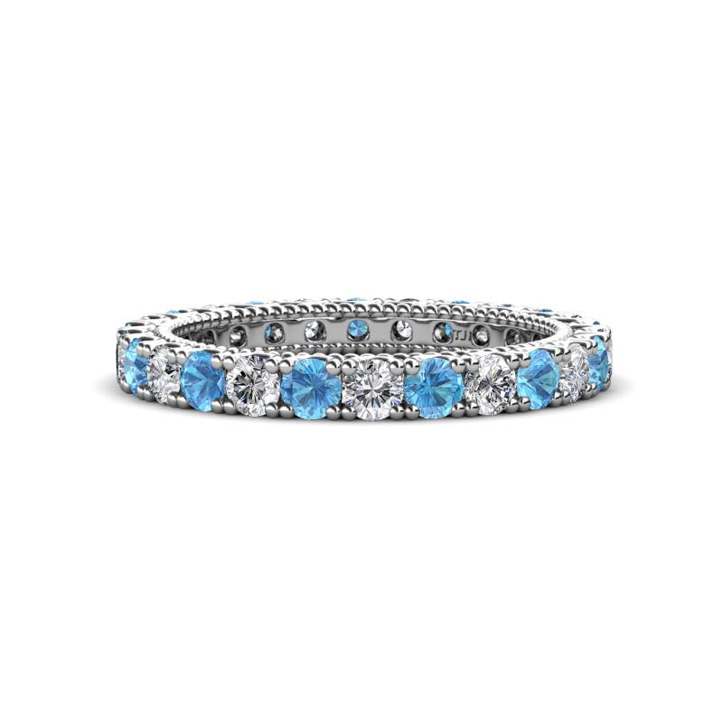 Ellen 2.70 mm Blue Topaz and Diamond Eternity Band 