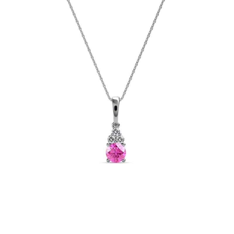 Ofra Round Pink Sapphire and Diamond Pendant 