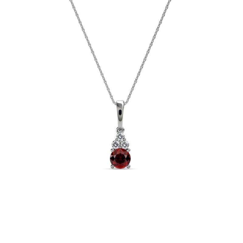 Ofra Round Red Garnet and Diamond Pendant 
