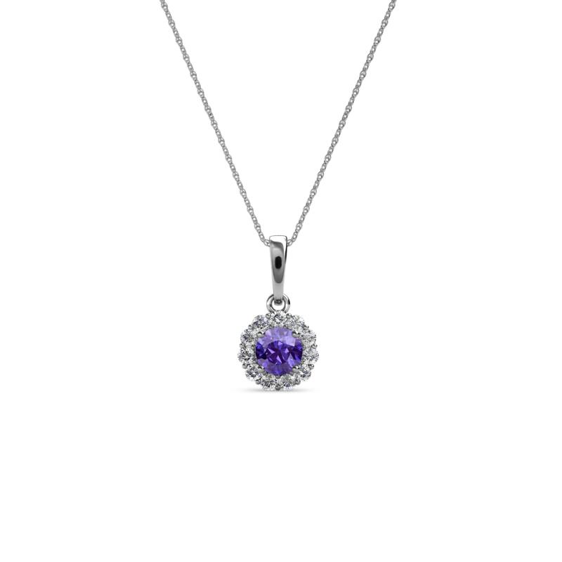 Shanon Iolite and Diamond Halo Pendant 