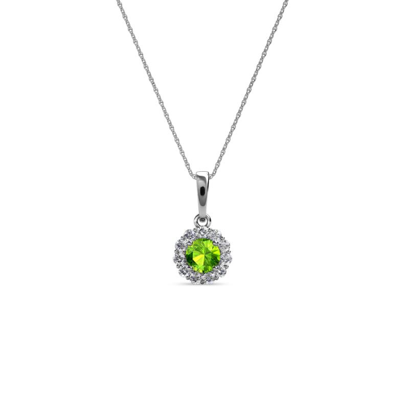 Shanon Peridot and Diamond Halo Pendant 