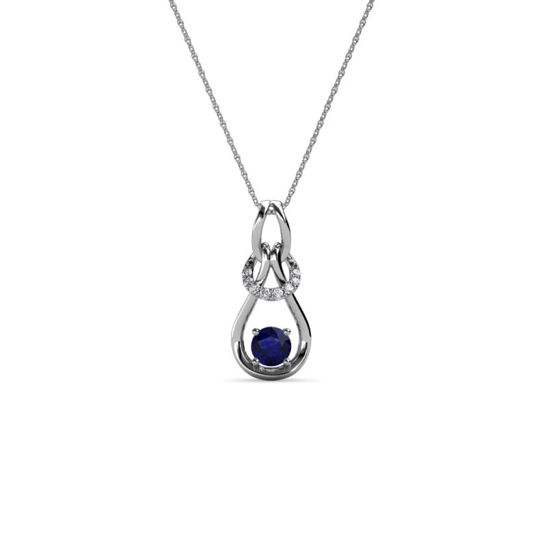 Neoma Blue Sapphire and Diamond Love Knot Slider Pendant 