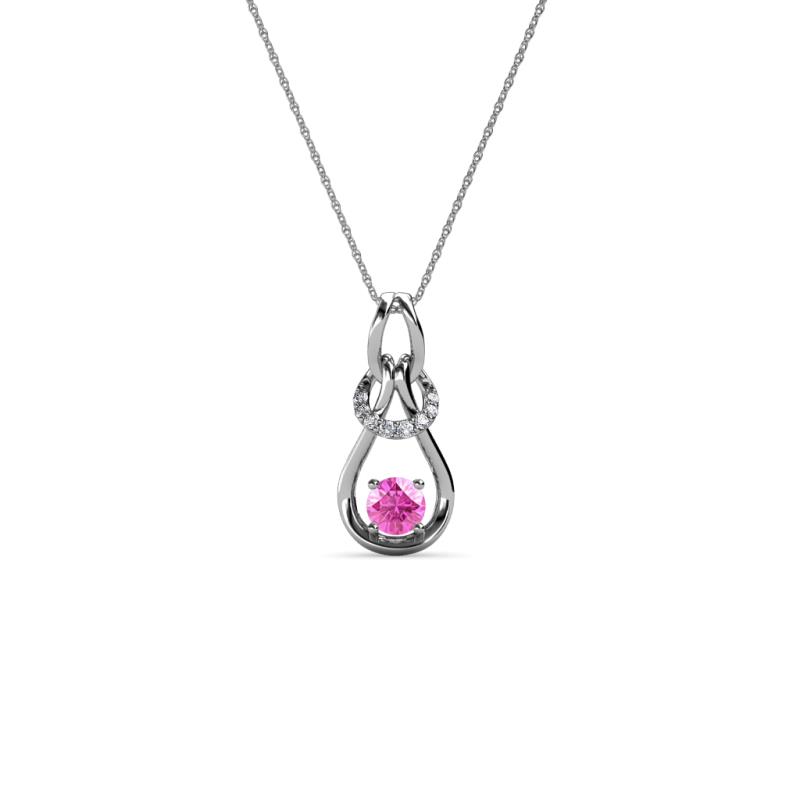 Neoma Pink Sapphire and Diamond Love Knot Slider Pendant 