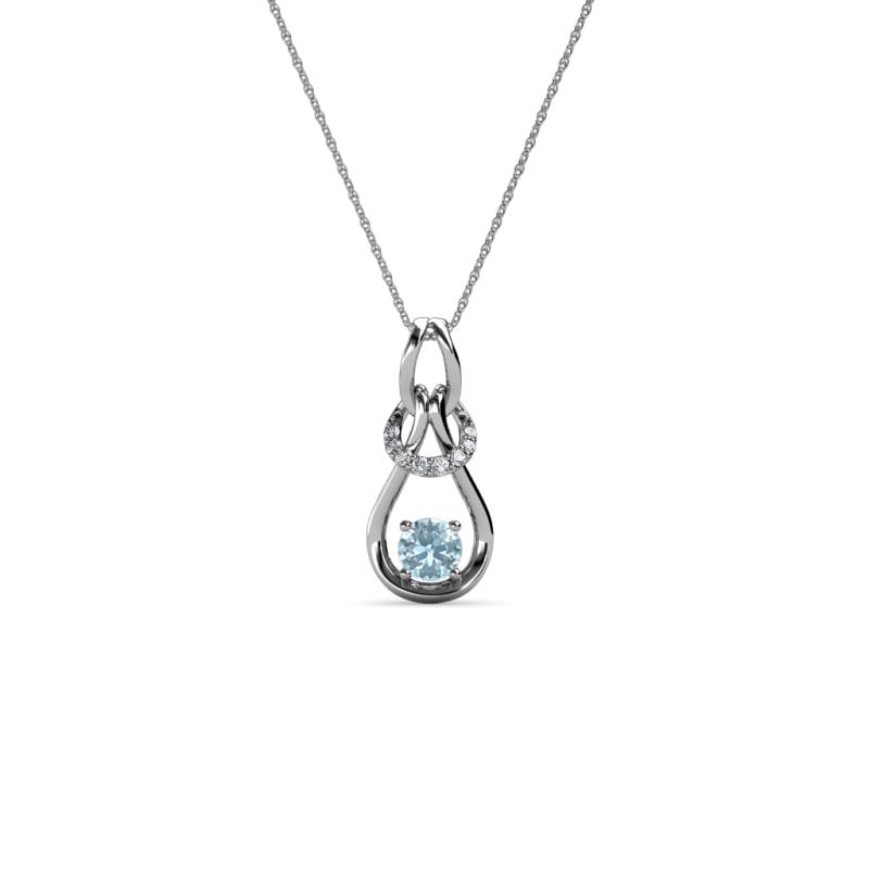 Neoma Aquamarine and Diamond Love Knot Slider Pendant 