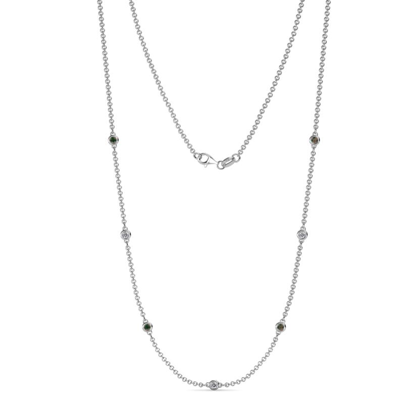 Salina (7 Stn/2.3mm) Diamond and Lab Created Alexandrite on Cable Necklace 
