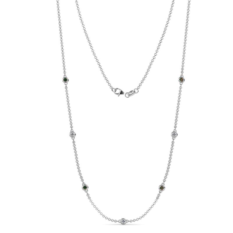Salina (7 Stn/2.6mm) Diamond and Lab Created Alexandrite on Cable Necklace 