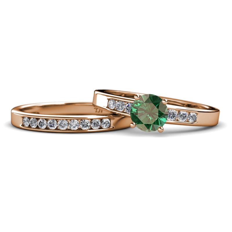 Merlyn Classic Created Alexandrite and Diamond Bridal Set Ring 