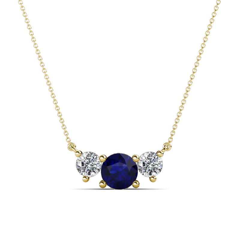 Raia Blue Sapphire and Diamond Three Stone Pendant 