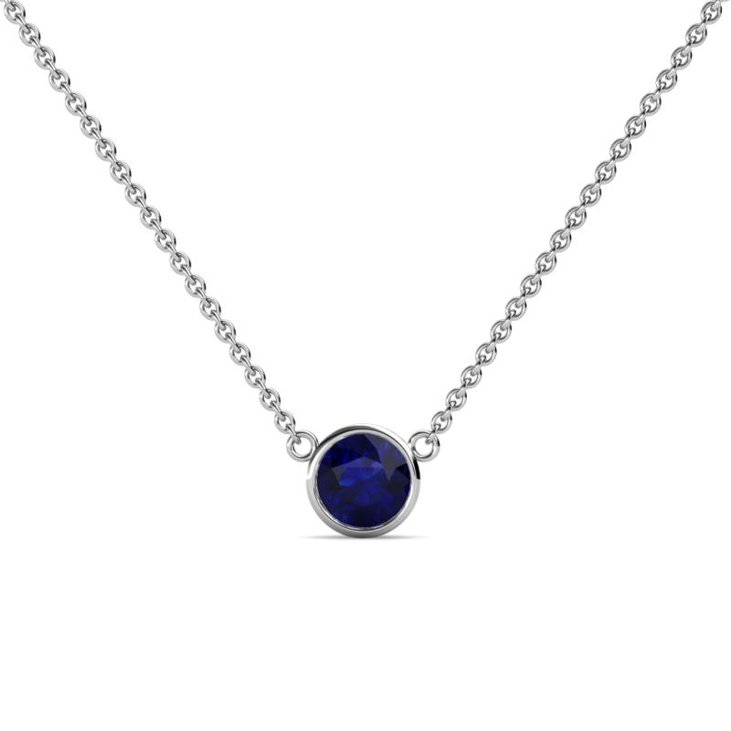 Merilyn 5.00 mm Round Blue Sapphire Bezel Set Solitaire Pendant 