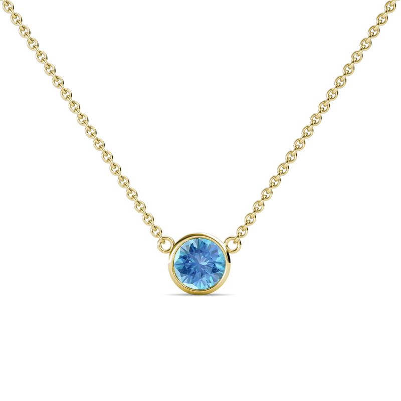 Merilyn 5.00 mm Round Blue Topaz Bezel Set Solitaire Pendant 