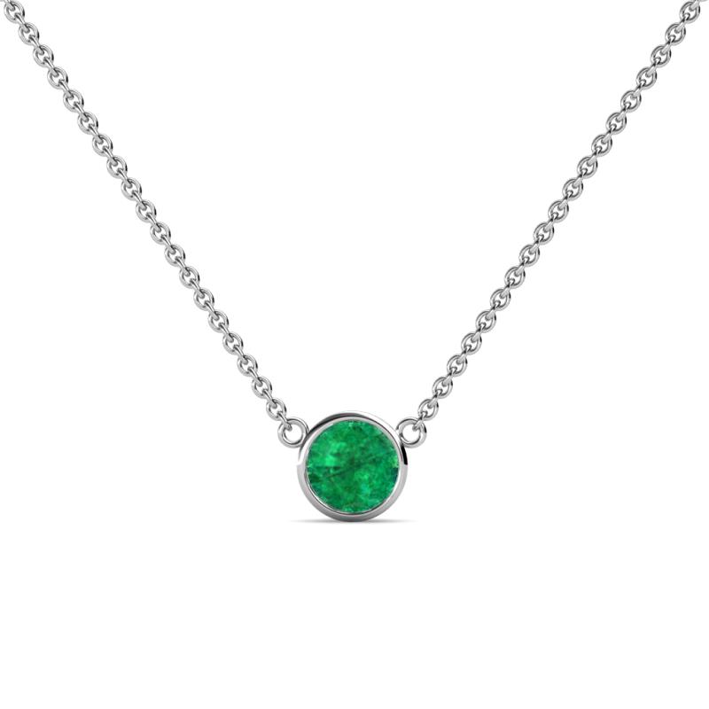 Merilyn 5.00 mm Round Emerald Bezel Set Solitaire Pendant 