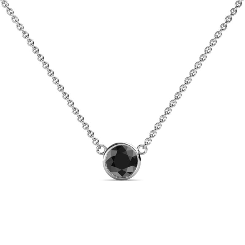 Merilyn 5.00 mm Round Black Diamond Bezel Set Solitaire Pendant 