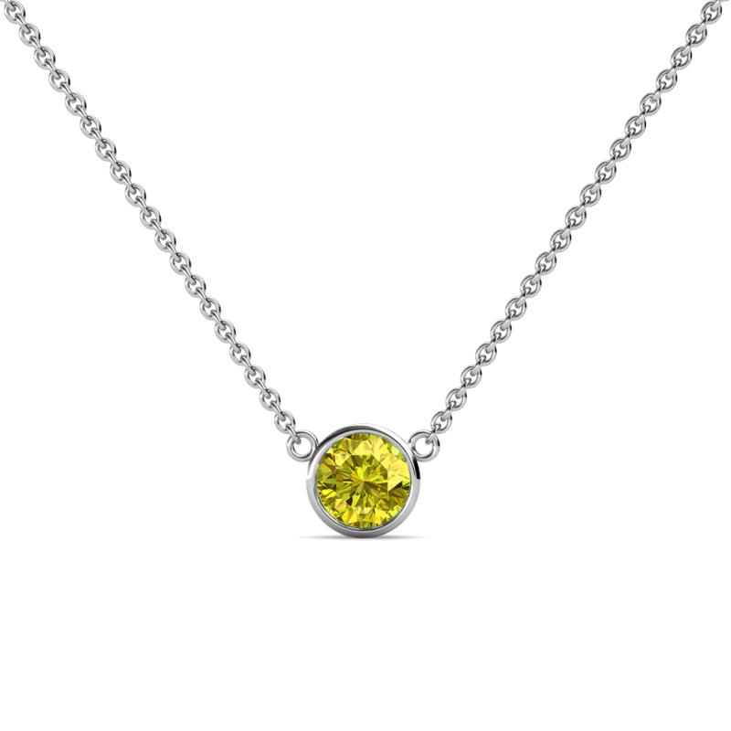 Merilyn 5.00 mm Round Yellow Diamond Bezel Set Solitaire Pendant 