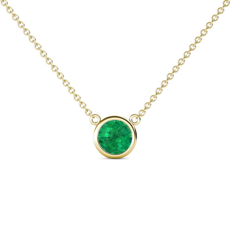 Merilyn 5.80 mm Round Emerald Bezel Set Solitaire Pendant 