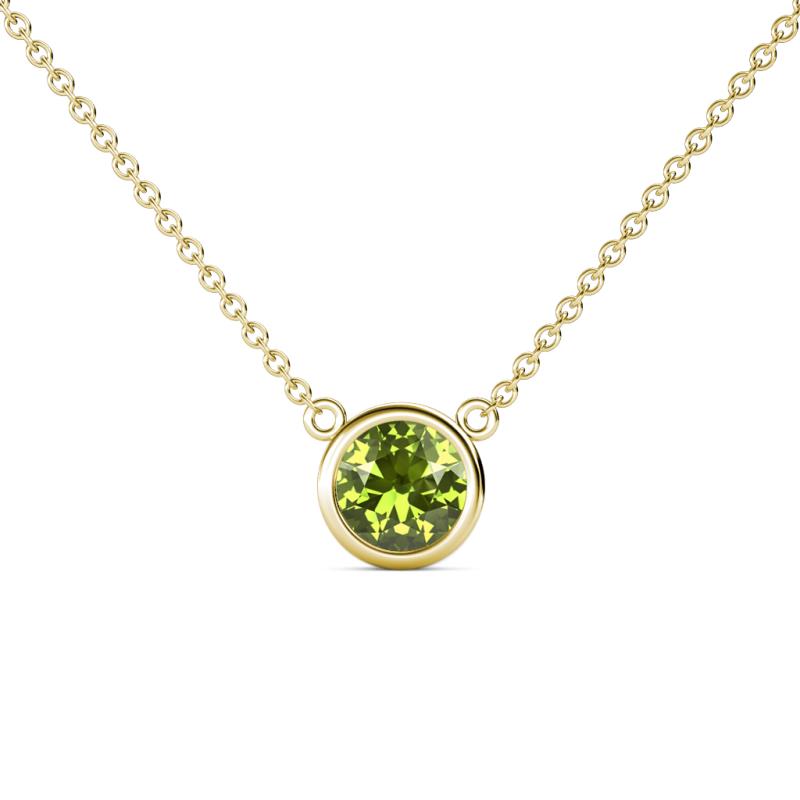 Merilyn 1.10 ct Round Peridot Bezel Set Solitaire Pendant 