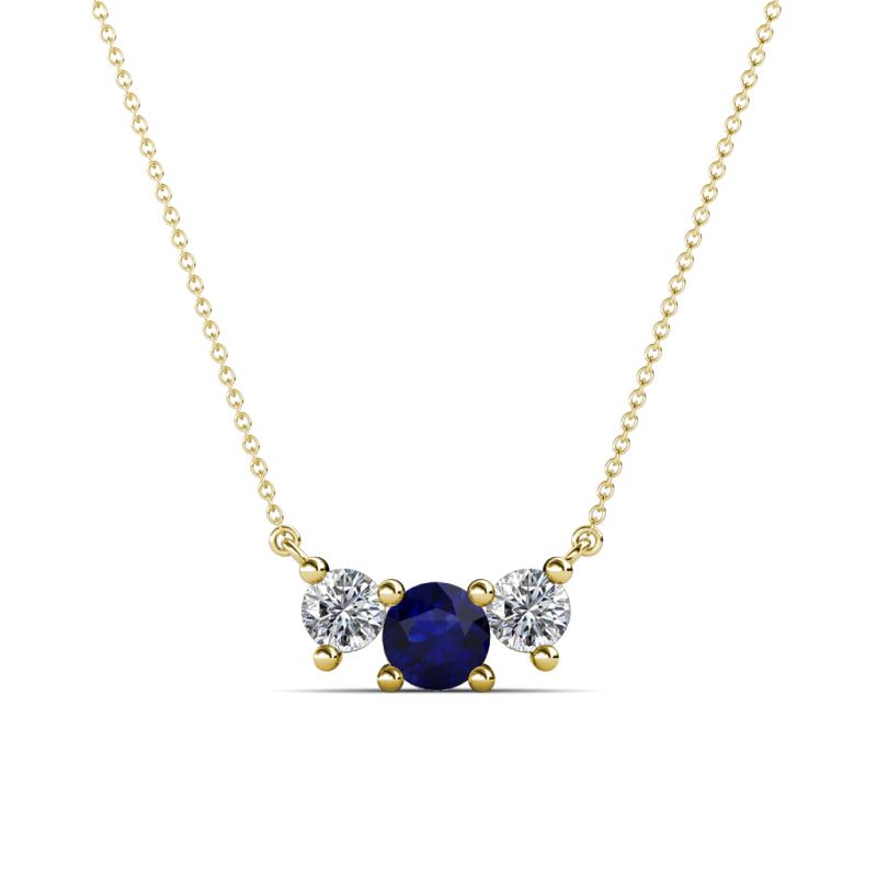 Raia Blue Sapphire and Diamond Three Stone Pendant 