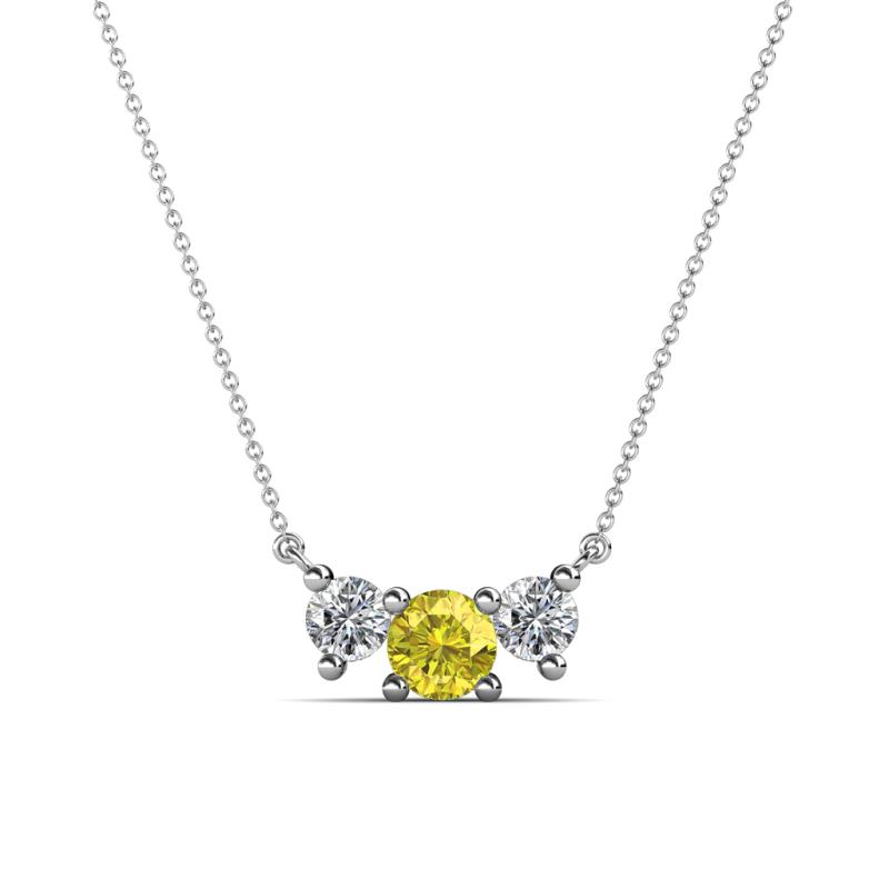 Raia Yellow and White Diamond Three Stone Pendant 