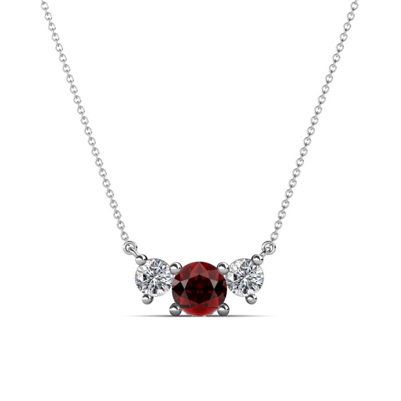 Raia Red Garnet and Diamond Three Stone Pendant 