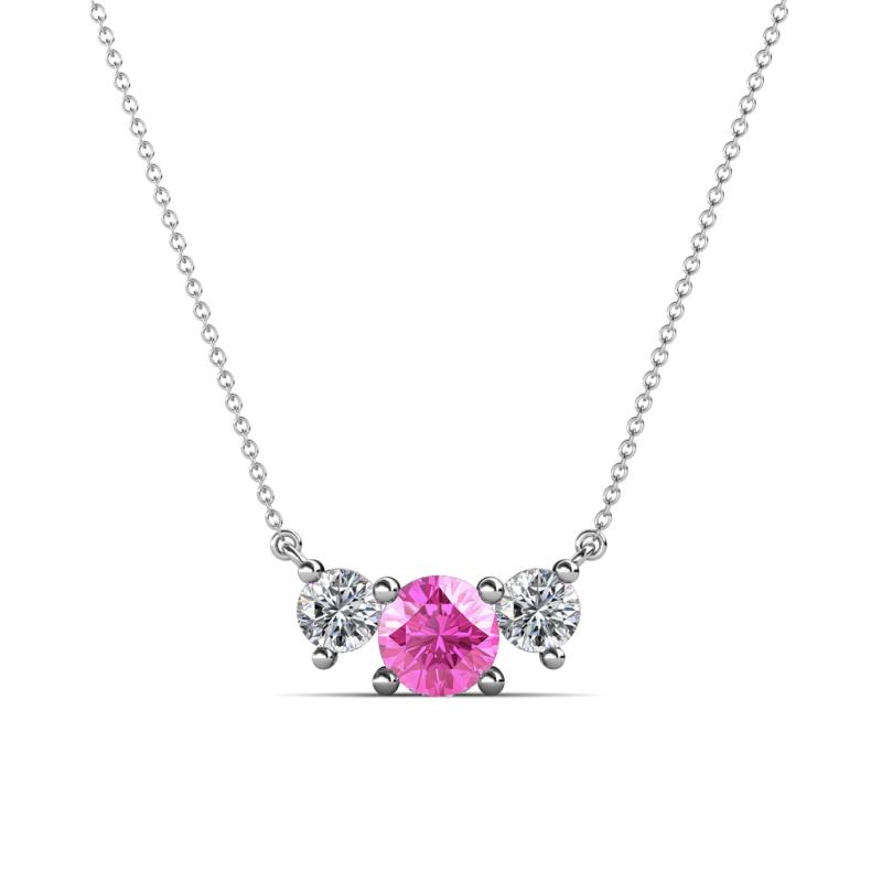 Raia Pink Sapphire and Diamond Three Stone Pendant 