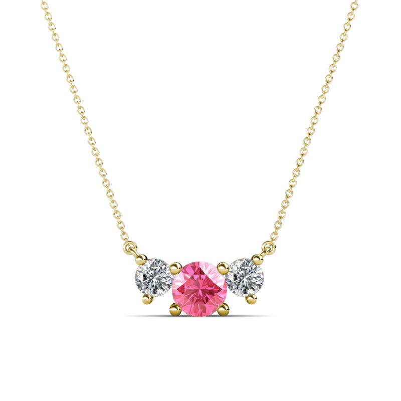 Raia Pink Tourmaline and Diamond Three Stone Pendant 