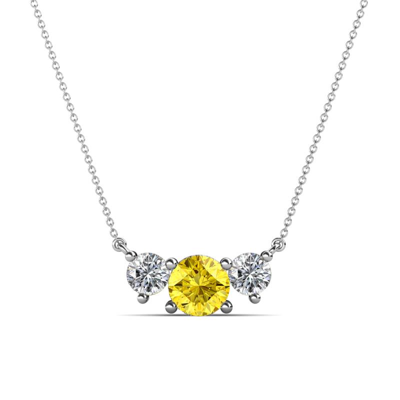 Raia Yellow Sapphire and Diamond Three Stone Pendant 