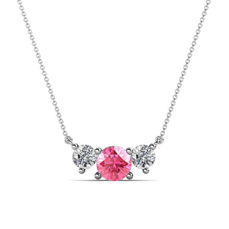 Raia Pink Tourmaline and Diamond Three Stone Pendant 