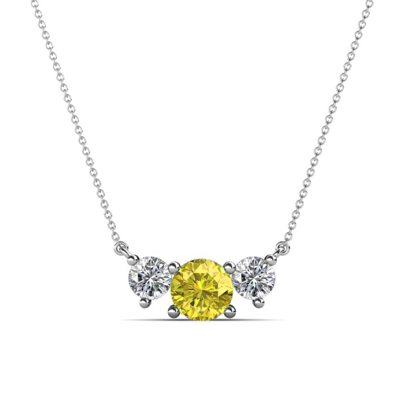 Raia Yellow and White Diamond Three Stone Pendant 
