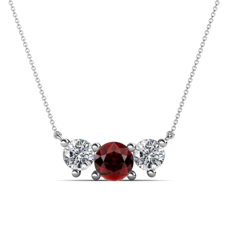 Raia Red Garnet and Diamond Three Stone Pendant 