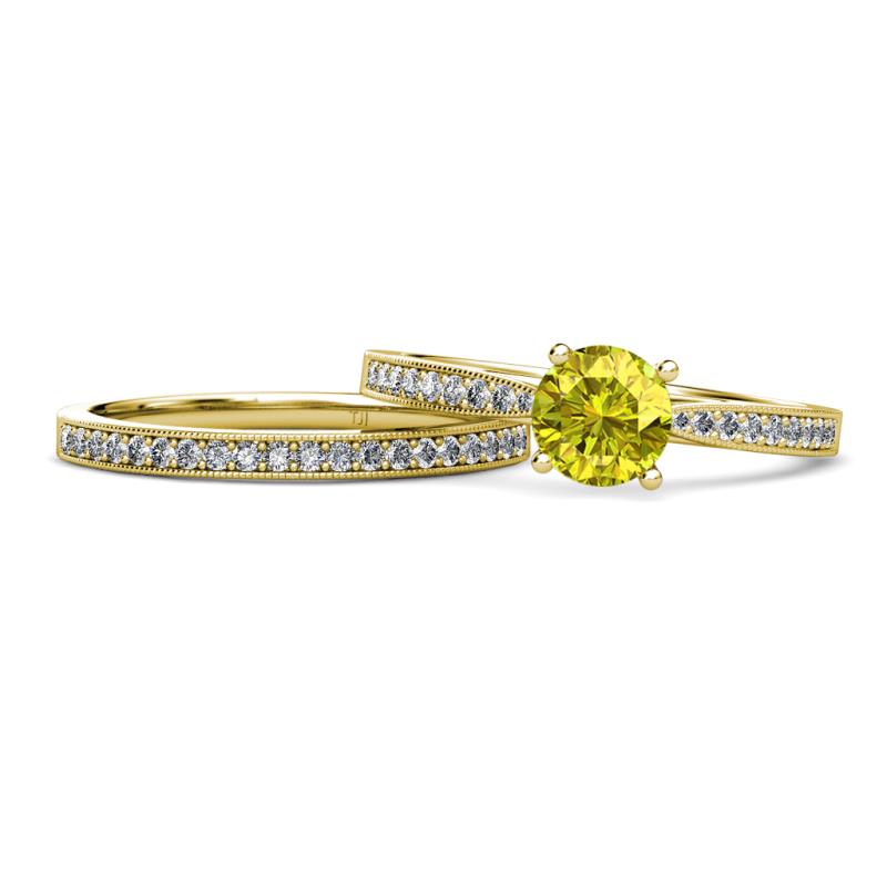 Sian Yellow and White Diamond Bridal Set Ring 