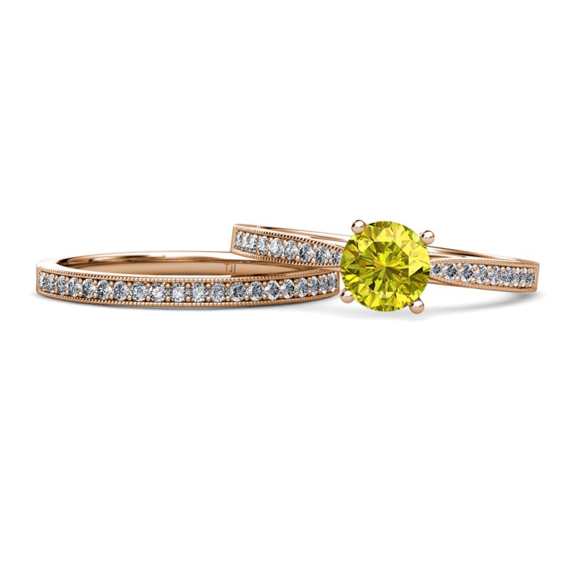 Sian Yellow and White Diamond Bridal Set Ring 