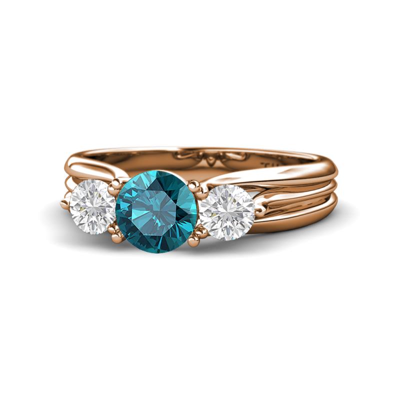 Alyssa London Blue Topaz and White Sapphire Three Stone Engagement Ring 