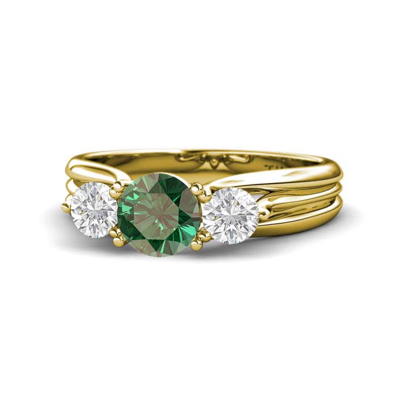 Alyssa Lab Created Alexandrite and White Sapphire Three Stone Engagement Ring 