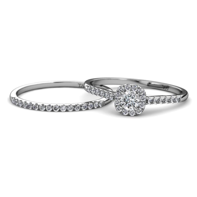 Selena Prima 1.06 ctw of Natural Diamonds Halo Bridal Set Ring 