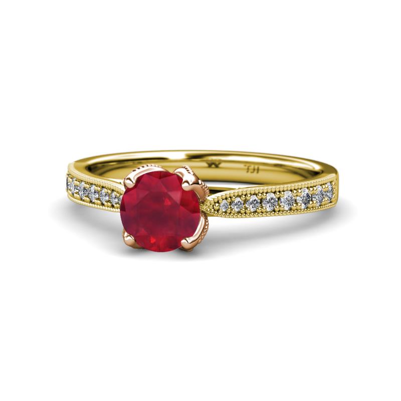 Aziel Desire Ruby and Diamond Solitaire Plus Engagement Ring 