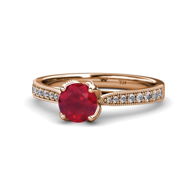 Aziel Desire Ruby and Diamond Solitaire Plus Engagement Ring 