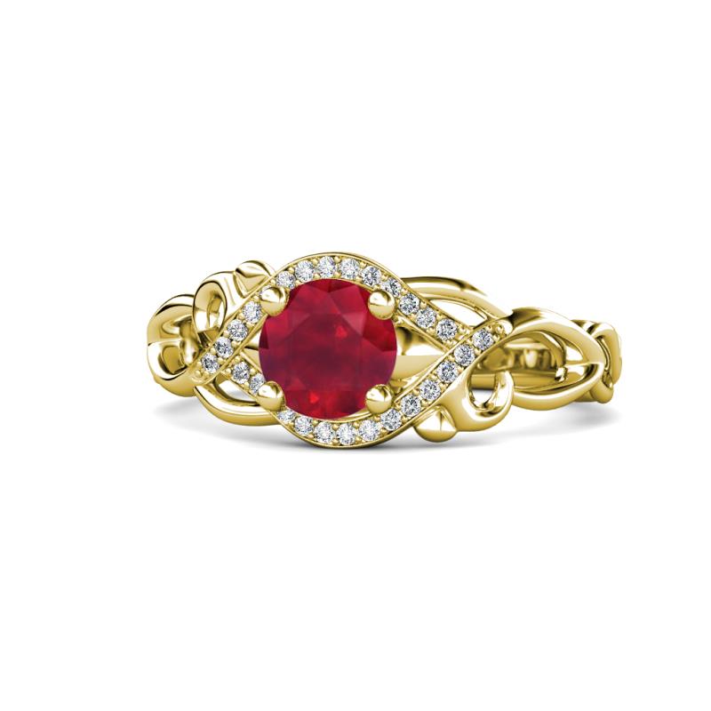 Fineena Signature Ruby and Diamond Engagement Ring 