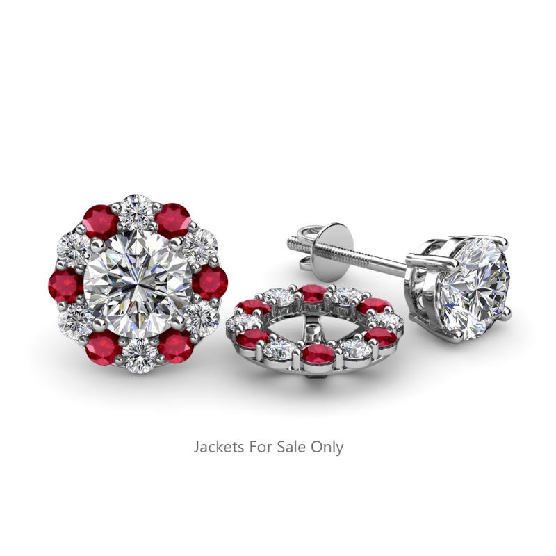 Serena 2.00 mm Round Ruby and Diamond Jacket Earrings 