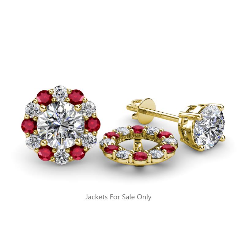 Serena 2.00 mm Round Ruby and Diamond Jacket Earrings 