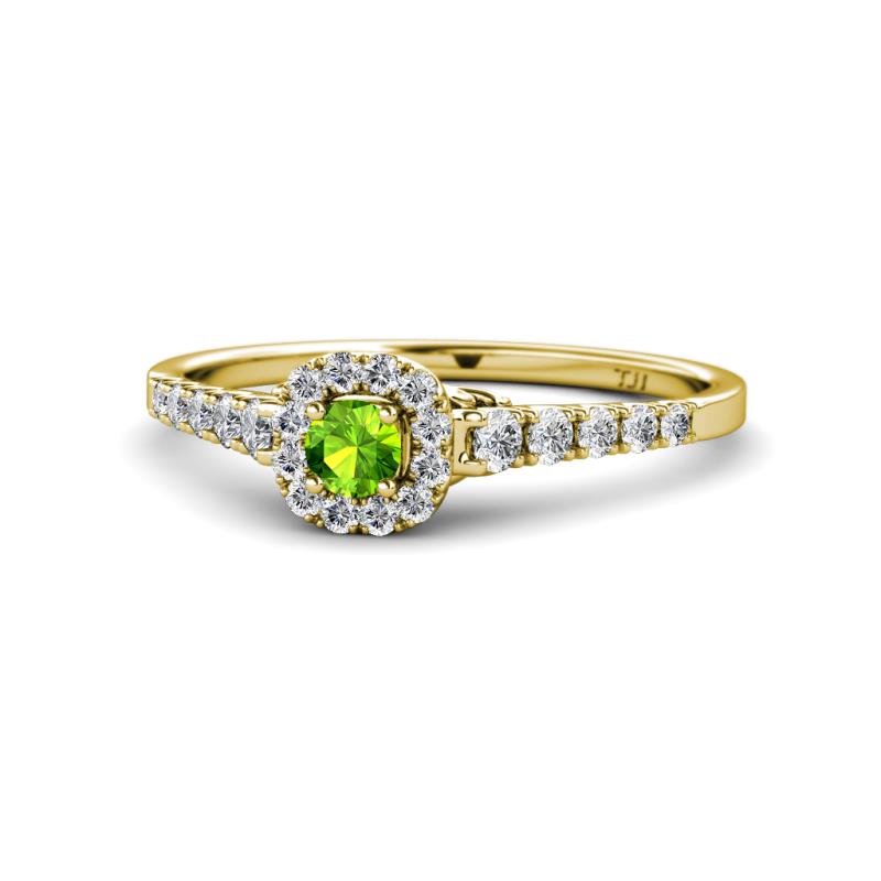 Florence Prima Peridot and Diamond Halo Engagement Ring 